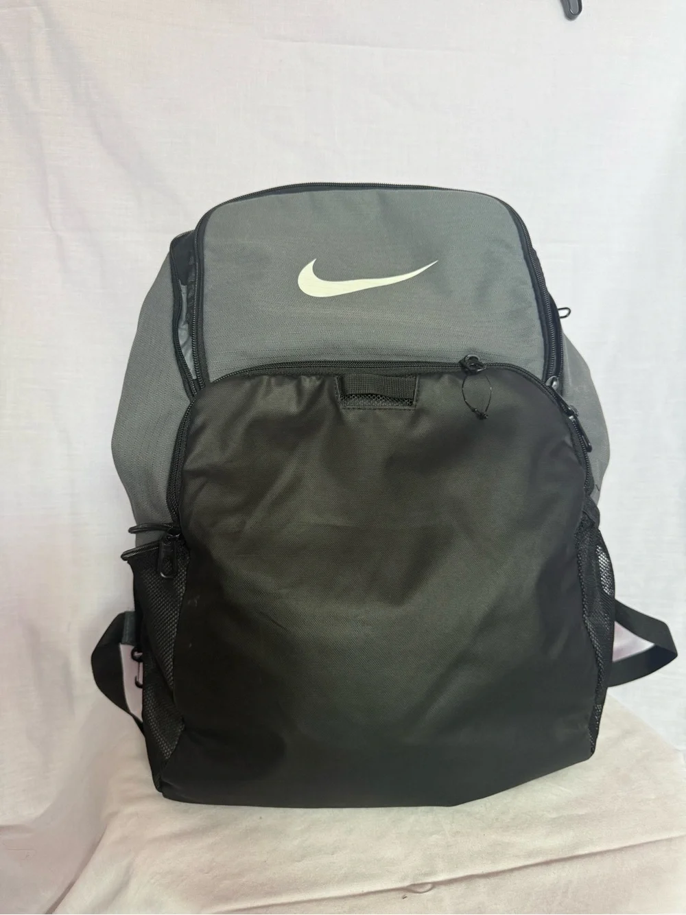 Nike Gray and Black Sport Backpack with Swoosh